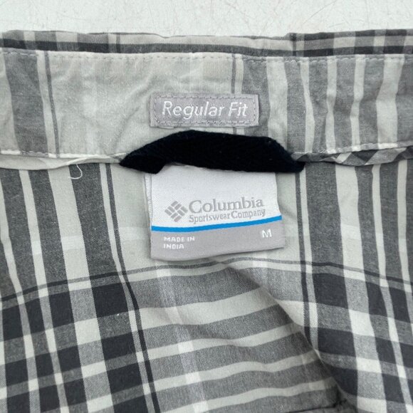 Columbia Button-Down M Gray Plaid Sportswear Short Sleeve Men's - Picture 4 of 8